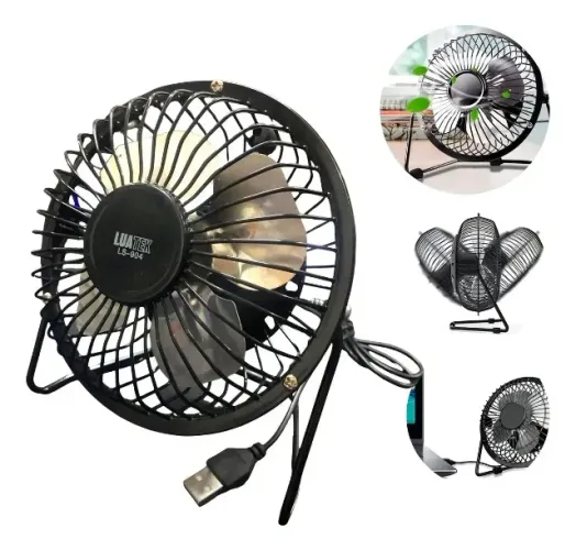 Ventilador De Mesa Luatek Mini USB Silencioso Ajustável Preto 14cm