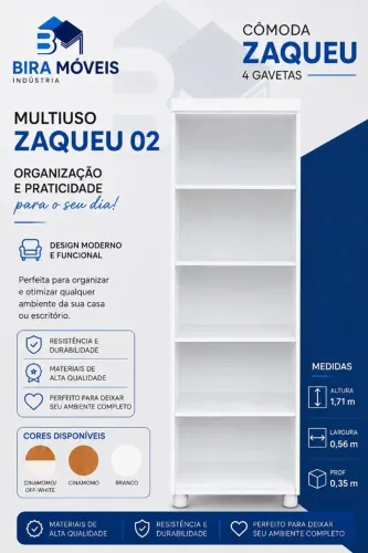 Armário Multiuso Estante Com 4 Prateleiras S/ Portas