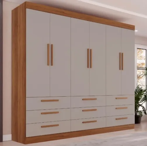 Closet Bergen 6 Portas - Cinamomo/Off White