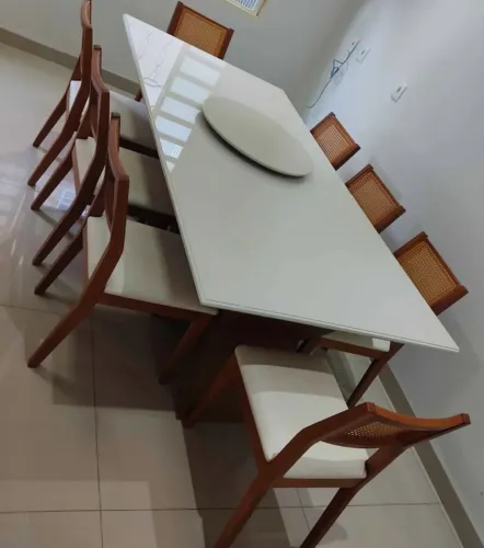 Mesa jantar laca com cadeiras 8 lugares