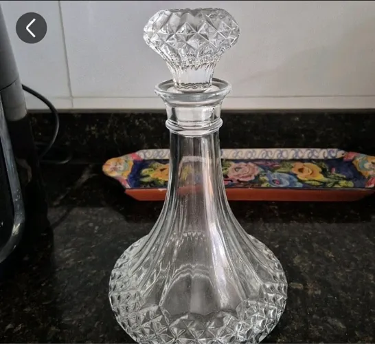 Decantador de Cristal Cortado em Diamante Vintage Cristal d'Arques Durand Longchamp