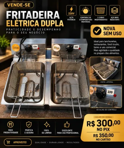 Fritadeira elétrica cuba dupla 10lts