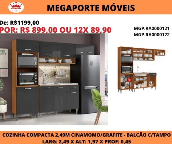 Cozinha Compacta 2,49m C/Balcão