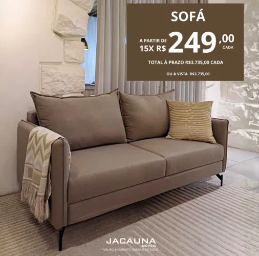 Sofá Novo em linho Jacaúna Móveis.