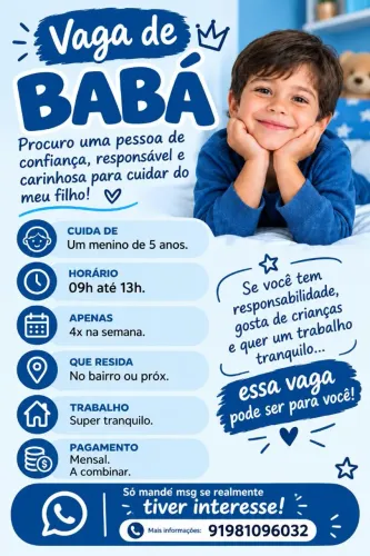 Vaga de babá (início Imediato)