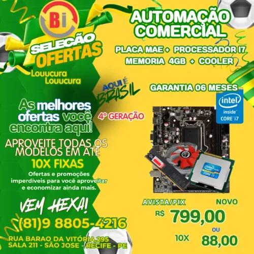 Kit Upgrade Intel I7 4° Geração Ddr3 Placa Mãe H81 + 4GB DDR3  +  Cooler