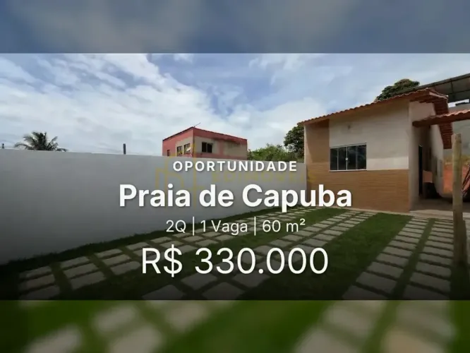 Praia de Capuba: Casa Linear com 2 Quartos e Área de Serviço