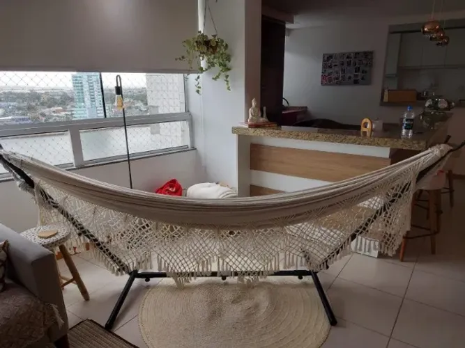 Suporte de rede portátil preto para descanso Grande, com aço galvanizado