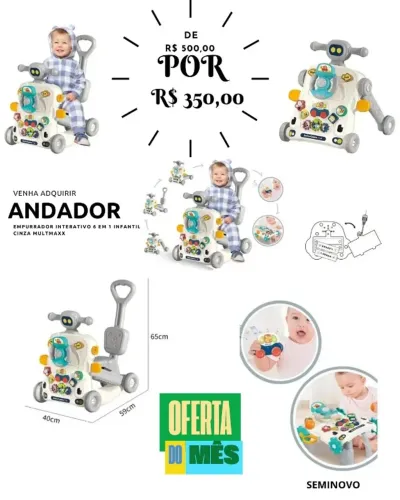 Andador Multifuncional 6 em 1 para Bebês - Diversão e Desenvolvimento