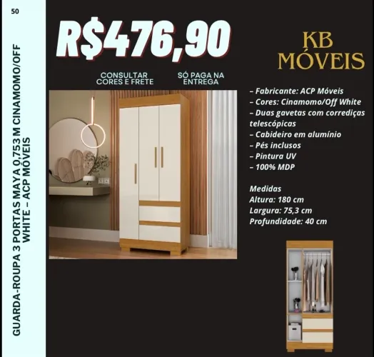 Guarda-roupa solteiro NOVO