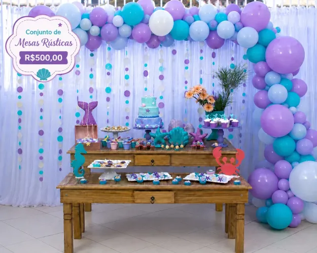 Conjunto de mesas rústicas desmontável
