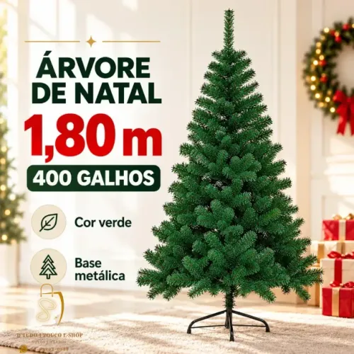 Árvore De Natal 1,8m Pinheiro Grande Verde 400 Galhos Luxo Pé De Ferro Premium-NOVO