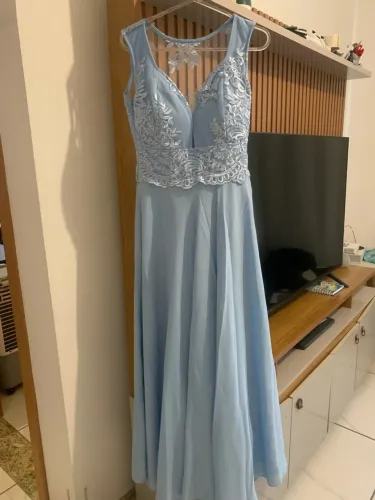 Vestido de festa azul serenity