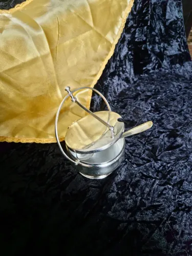 Açucareiro Vintage em Prata com Alça e Colher Original