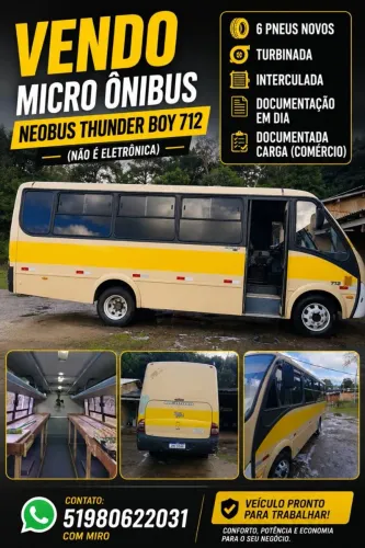 Vendo micro ônibus Mercedes BenzNeobus Thunder Boy documentada para carga(comércio) 