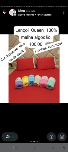 1 Lençol malha casal queem  100% algodão  fronhas  com zíper 