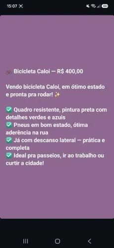 Bicicleta caloi.