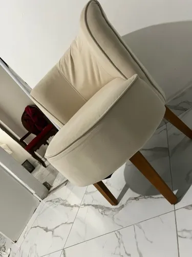 Poltrona cadeira orgânica suede bege