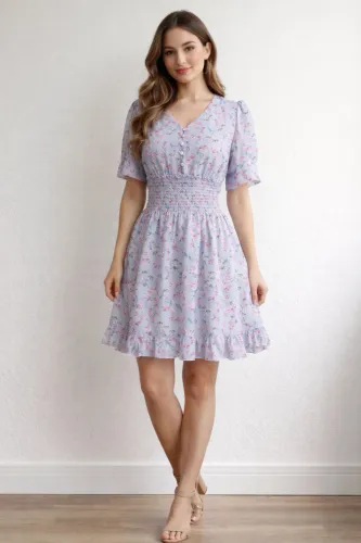 Vestido tam P lilás com flores ZD.am Shop
