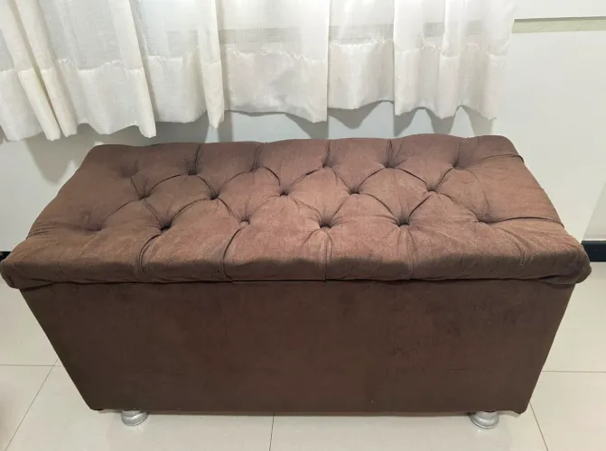 Puff Baú Marrom Grande com Espaço Interno