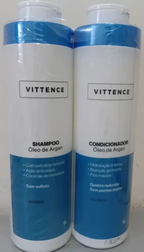 Kit Shampoo e Condicionador Vittence Óleo de Argan 1L Sem Sulfato