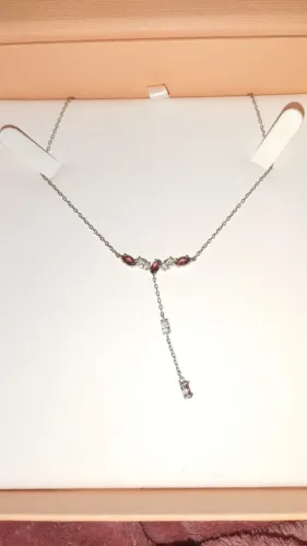 Colar vivara em prata 925 com pedras vermelhas e incolores