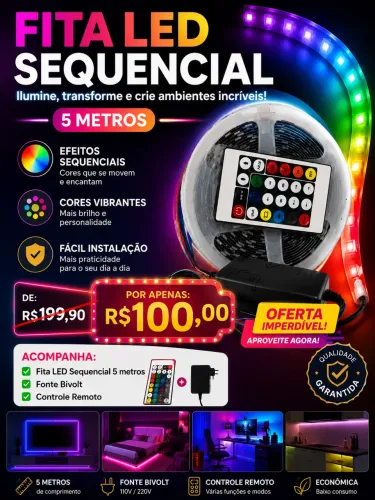 Fita de led sequencial 5 metros