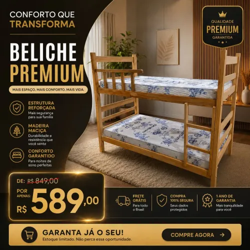 Beliche Madeira Pague R$ 62,00 Mensal e Ganhe Entrega e Montagem Grátis Novo