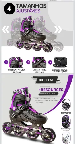 Patins in line abec 9 com capacete