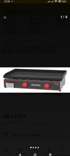 Chapa Lanche metal cubas 800c