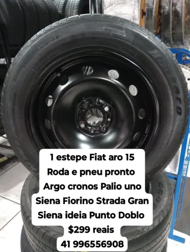 Roda Fiat aro 15 roda e pneu pronto pra estepe argo cronos Palio uno Siena Fiorino Strada 