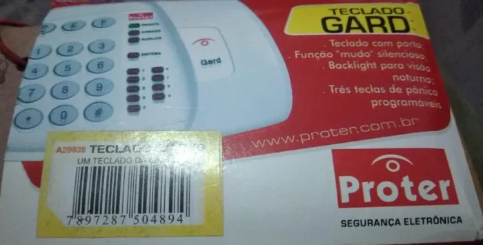 Vendo teclado de alarme da marca Proter, modelo GARD, novo, na embalagem original.
