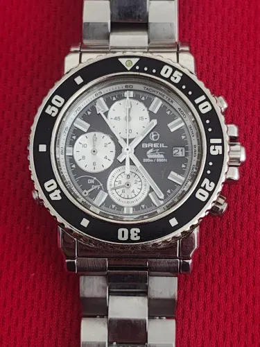 Relógio BREIL Manta Diver P121 Cronógrafo vintage 200M preto Diver