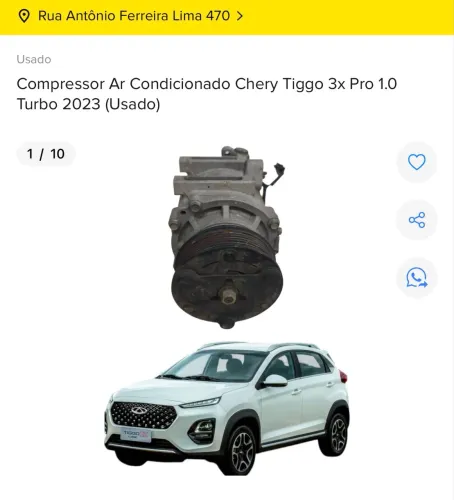 COMPRESSOR AR CONDICIONADO CHERY TIGGO 3x 2023 
