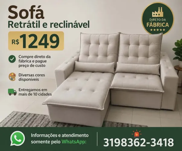 SOFÁ RETRÁTIL E RECLINÁVEL AMÉRICA DO Sul