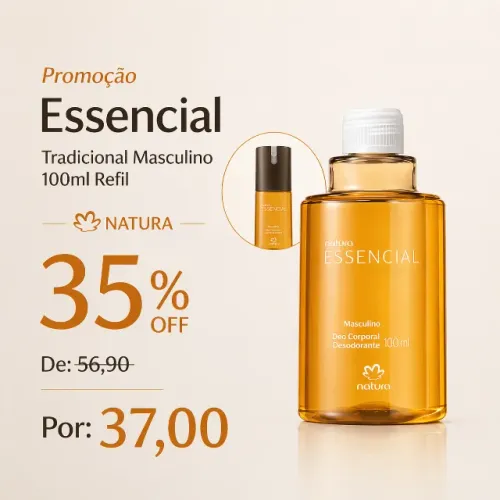 Essencial Refil Desodorante Corporal Masculino 100ml 35% Off Natura