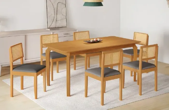 Mesa Linda, pés e tampo amadeirados, vários tamanhos