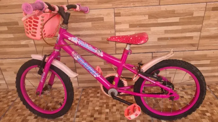 Bicicleta Infantil Aro 16 Com Cestinha - Menina (SEM RODINHA)