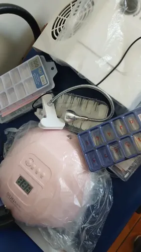 Kit cabine de esmaltacao em gel+filtro de pó + moldes de unhas variadas+mini polimer.