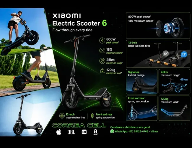 Patinete Scooter Xiaomi 6 lacrado na caixa com garantia