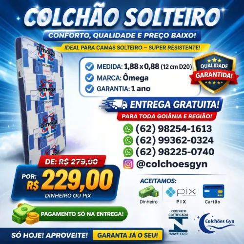Colchão solteiro D20 entrega gratuita