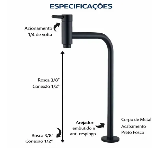Torneira preta para banheiro