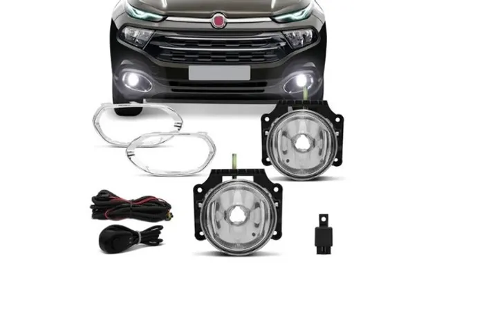 Kit Farol Milha Neblina Aro Cromado Fiat Toro 2016 2017 2018 
