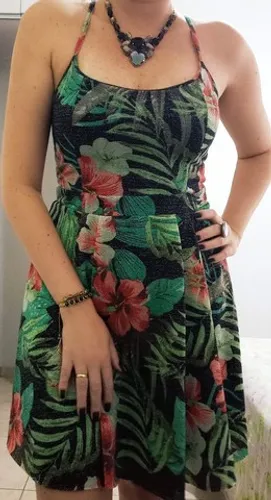 Vestido Handbook Preto Floral Curto De Festa