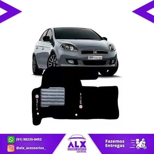 Jogo de Tapete Automotivo em Carpete Preto - Fiat Bravo