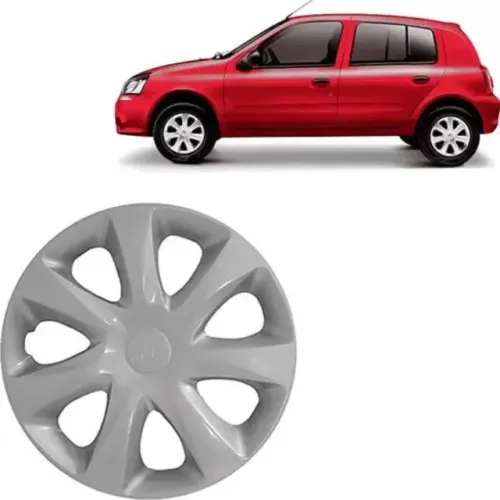 Jogo 4 Peças - Calota Aro 13 Prata - Renault Clio 2014 / 2015 - Grid