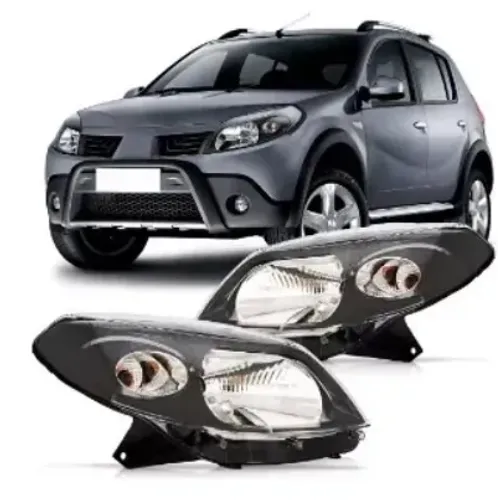 Farol Renault Sandero 2006 2007 2008 2009 2010 Mascara Negra