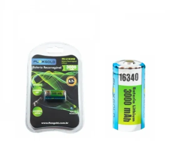 Bateria pilha recarregável flex FX-L16340 p Lanterna tática barbeador