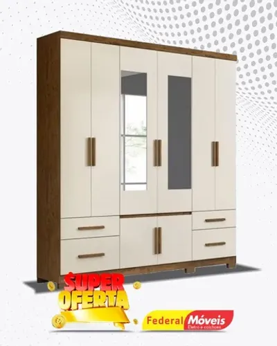 Guarda Roupa Casal 8 Portas 4 Gavetas Espelho Direto da Fabrica Promoção