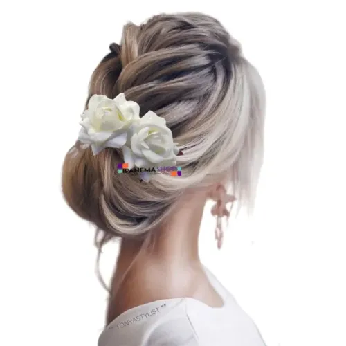 Grampo Rosas Acessório de Cabelo Grinalda Noiva Casamento Festa etc - Cor Branco ou Vermel